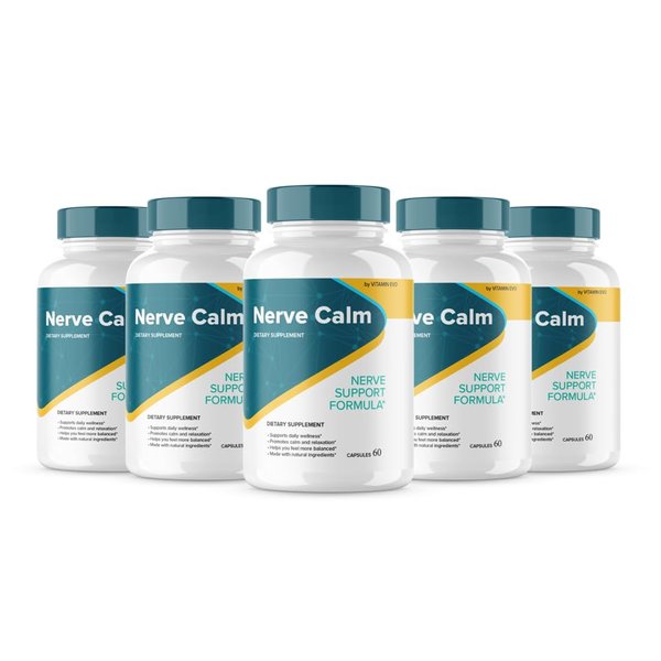 (5 Pack) Nerve Calm Capsules, Official Nerve Calm Support Supplement Pills, Nerve Calm All Natural Advanced Formula Capsule, NerveCalm Pills Health Reviews, 150 Servings 5 Month Supply (300 Capsules)
