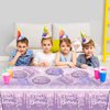 Purple Party Tableware set, Purple Happy Birthday Theme 20 Plates and 20 Napkins and Tablecloths 71 '' x 42 '' for Girls Women Silver Glitter Birthday Party Supplies