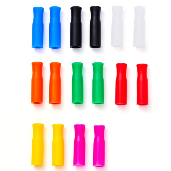 Wobye 16 PCS Silicone Straw Tips, Reusable Metal Straws Silicone Tips Covers Fit for 0.32" (8mm) Diameter Stainless Steel Straws and Glass Straws