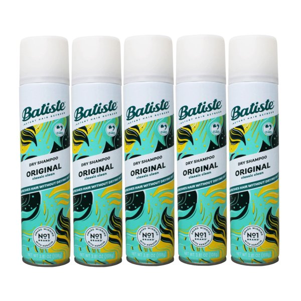 Batiste Instant Hair Refresh Dry Shampoo, Original Classic Clean, Refreshes Hair Without Drying Out, 3.81 oz (Pack of 5)