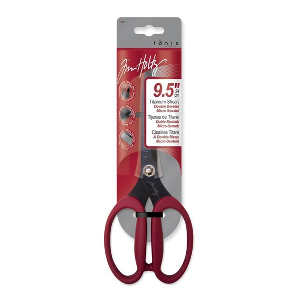 Tim Holtz Scissors All Purpose - 9.5 Inch Titanium Snips with Micro Serrated Blade Edge - Non Stick Craft Tool for Cutting Paper, Fabric, and Sewing - Comfort Grip Handles