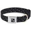 Buckle-Down Seatbelt Buckle Dog Collar - Skull Yard Black/Gray - 1" Wide - Fits 11-17" Neck - Medium