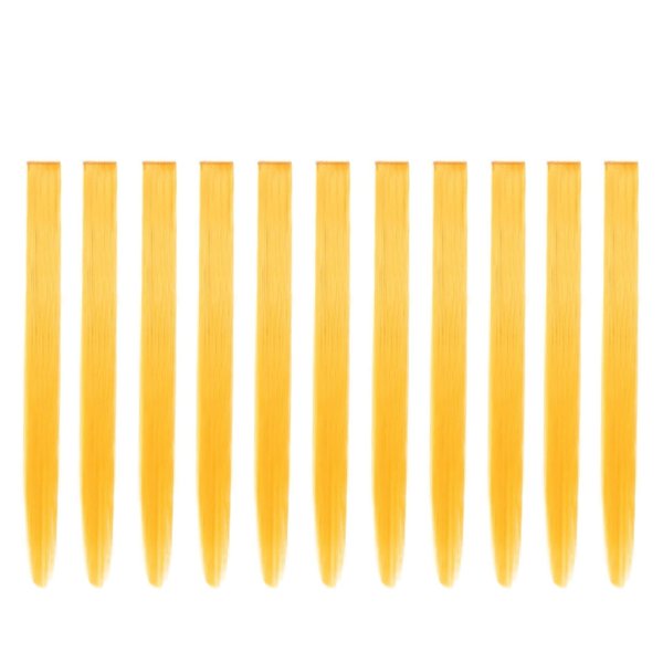Beaute Galleria Bundle 11 Pieces Single Color 21 Inches Straight Party Highlights Clip In Synthetic Hair Extensions Cosplay Comic Con Halloween Costume (Yellow)