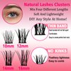 Individual Lashes Kit 144 Pcs Super Thin Band & Soft Lash Clusters with Bond and Seal Eyelash Tweezers 10-16mm D Curl Mega Volume Eyelash Extension Kit for Self Application DIY at Home, by TMIELYBS