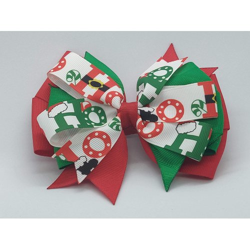 Holiday Christmas Ho Ho Ho Santa Hair Bow