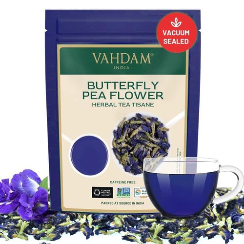 VAHDAM, Butterfly Pea Flower Tea (1.76oz) 100+ Cups | Delicate & Earthy | Vacuum Sealed for Freshness | Butterfly Pea Flower Loose Leaf Tea | Brew Iced Tea, Cooking, Mocktails & Cocktails