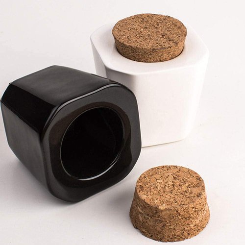 ConStore 2pcs Porcelain Material Dappen Dish with Soft Wooden Cap Liquid Powder Container Case Bottle Holder Nail Art Acrylic Dappen Dish Nail Beauty Acceesories (Black)