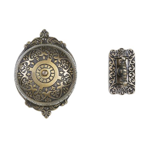 A29 Decorative Mechanical Doorbell - Old Fashioned Twist Door Bell with Manual Hand Turn Chime - Vintage Solid Brass Doorbell in Antique Brass Finish - Non-Electric, Wireless Victorian Doorbell