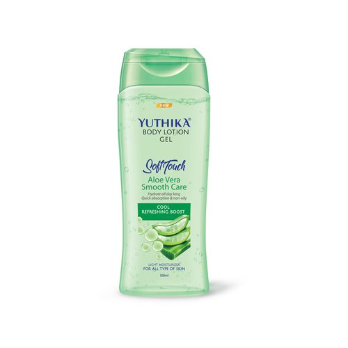 Yuthika Body Lotion Gel Aloe Vera Smooth Care 100ml Pack of 1, Soft Touch Gel Body Lotion for Summer, Winter, Light Moisture for Face and All Skin Types, Aloe Vera Body Lotion