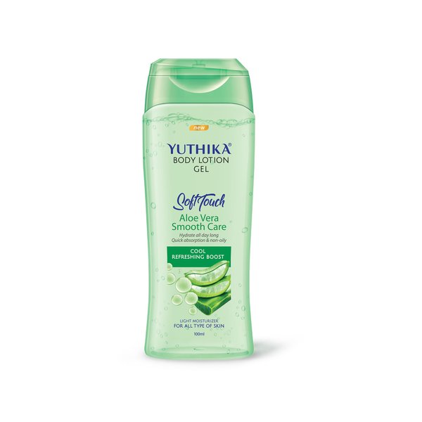 Yuthika Body Lotion Gel Aloe Vera Smooth Care 100ml Pack of 1, Soft Touch Gel Body Lotion for Summer, Winter, Light Moisture for Face and All Skin Types, Aloe Vera Body Lotion
