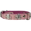 Real Leather Skull Studded Padded Dog Collar (6"-7.5" Neck; 1/2" Wide, Pink/Baby-Pink)