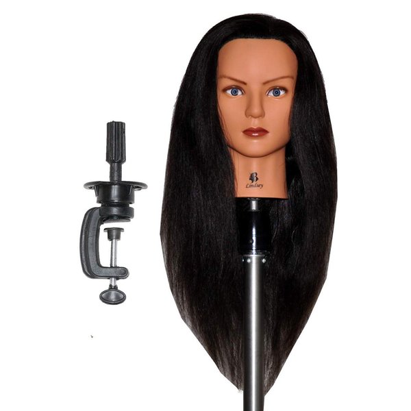 Bellrino 24" Cosmetology Mannequin Manikin Training Head with 100% Human Hair with Clamp Holder - Lindsey + C