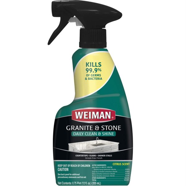 Weiman Granite Cleaner and Polish - 12 Fluid Ounce - Enhances Natural Color in Granite Quartz Marble Soap Stone and More