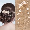 9 Pieces Pearl Bride Wedding Hair Comb Pearl Hair Pins Set Bridal Side Comb U Shape Bridal Hair Clip Pearl Bobby Pins Updos Hair Piece Wedding Hair Accessories for Women Girls (Gold, Elegant Style)