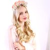 AMCAMI Bride Headband Bachelorette Party Decorations Bride To Be Headband with Pearls Pink Rose Headband Bridal Headband for Women Bride To Be Decorations Bridal Headpiece