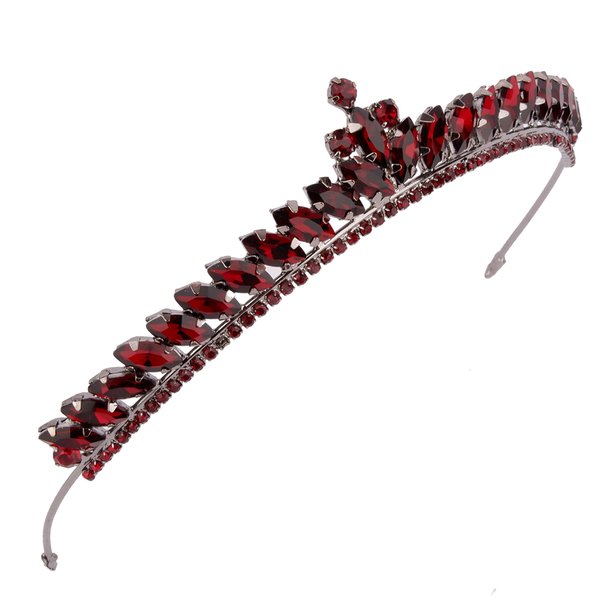 Women's Tiara-Crown for Henna Wedding Party | Glitter Hair Accessories for Bridal Birthday Pageant Prom Halloween Costume Christmas Party, Princess Crowns | Slim Design - Burgundy