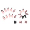 IFMOPETY 24Pcs Almond Press On Nails，Leopard Print French Tip Press On Nails，Black False Nail Kit，Reusable Stick On Nails in 12 Sizes - Fake Nails Kit