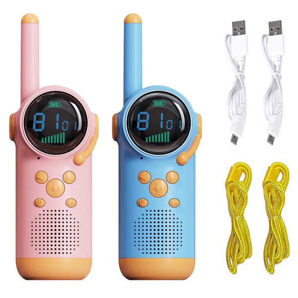 2 Pack walkie talkies for Kids 2 Way Radio Up to 3KM Long Range walkie talkies for 3-10 Year Old Boy Girls to Camping Hiking Games