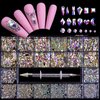 Nail Rhinestones Kit, Nail Art Decorations Flat AB Rhinestones Kit DIY Crafts Gemstones for Nail, Shoes, Clothes, Jewels (600 Iridescent Diamonds + 2500 Flat Rhinestones)