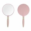 XPXKJ Handheld Mirror with Handle, for Vanity Makeup Home Salon Travel Use (Circular, Pink)