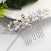 Brishow Crystal Bride Wedding Hair Comb Bridal Hair Pieces Pearl Hair Accessories for Women and Girls (Silver)
