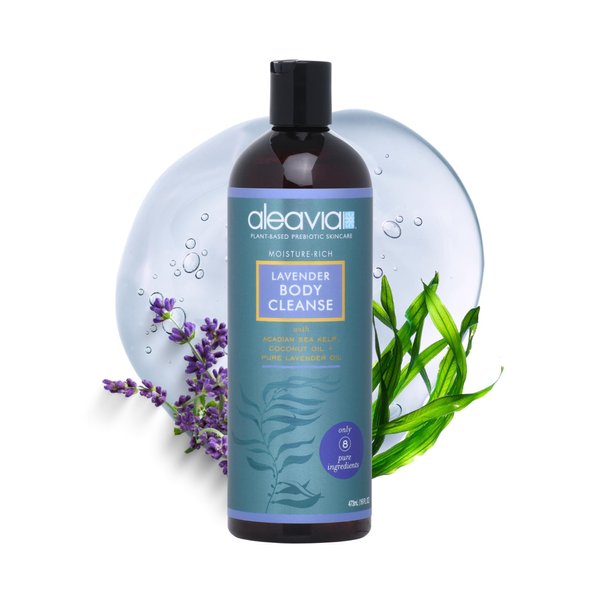 Aleavia Lavender Body Cleanse – Organic & All-Natural Prebiotic Body Wash, Scented with Pure Essential Oils – Nourish Your Skin Microbiome – 16 Oz.