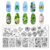 JERCLITY 6pcs Flower Nail Stamping Plate Nail Stamping Kit for Nails Rose Flower Lotus Butterfly Leaf Image Plates Nail Art Design Template Print Nail Stamper Kit for Women