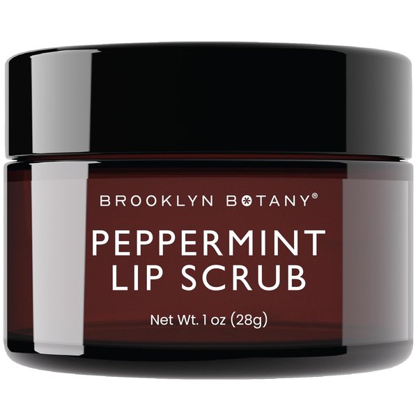Brooklyn Botany Lip Scrub Exfoliator 1 oz – Lip Moisturizer for Dry Lips and Chapped Lips – Gentle Lip Exfoliator for Smooth and Brighter Lips – Peppermint Flavor