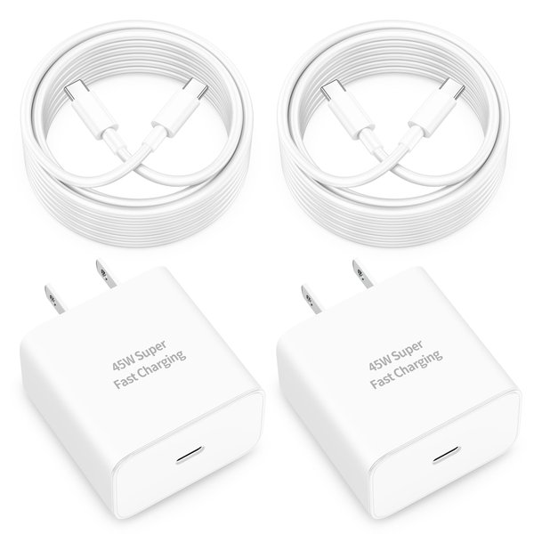 WODENTA 45W USB C Fast Charger for Google Pixel 9/9 Pro/9 Pro XL/9 Pro Fold, 2Pack 45 Watt Super Fast Charging USB C Wall Charger Block with [6FT+10FT] Long USB C to C Cable for Pixel Phone Charger