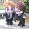 niannyyhouse Black Suit Coat Tie White Shirt Pants 7.8in（20cm） Plush Humanoid Stuffed Doll Clothes
