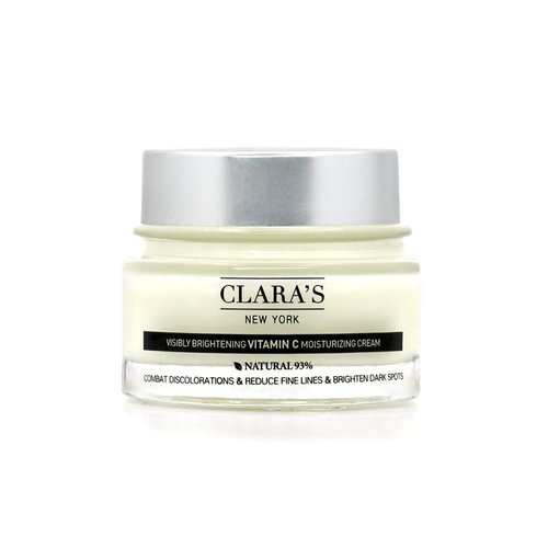 CLARA'S NEW YORK | Brightening Vitamin C Moisturizer Face Cream | with Hyaluronic Acid | Acne Scars Dark Spots Reduce Fine Lines, Healthy Glowing Skin | Non-sticky, Fast-absorbing | 50ml MADE IN USA