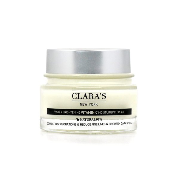 CLARA'S NEW YORK | Brightening Vitamin C Moisturizer Face Cream | with Hyaluronic Acid | Acne Scars Dark Spots Reduce Fine Lines, Healthy Glowing Skin | Non-sticky, Fast-absorbing | 50ml MADE IN USA