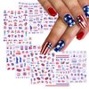 8 Sheets 4th of July Nail Art Stickers American Independence Day Nail Decal Nail Art Decoration Supplies with Flag Star Heart Shape Design 3D Self-Adhesive Nail Sticker for Women Girls
