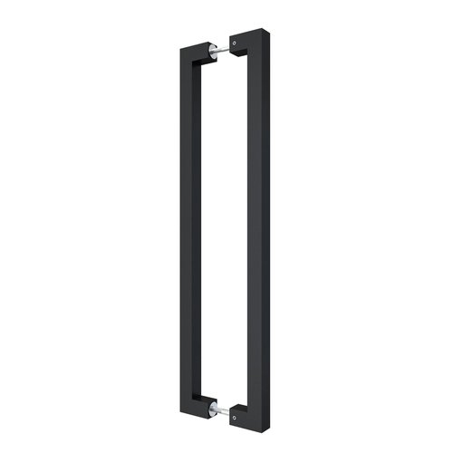 BARNSMITH 24" Barn Door Push Pull Hande,Square Commercial Door Handle Stainless Steel Rectangular Shape Entrance Entry Office Store Front Garage Double Side Design Handle Pull Set, Matte Black Finish