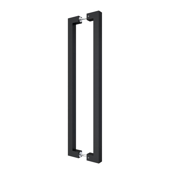 BARNSMITH 24" Barn Door Push Pull Hande,Square Commercial Door Handle Stainless Steel Rectangular Shape Entrance Entry Office Store Front Garage Double Side Design Handle Pull Set, Matte Black Finish