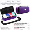 Quiver Time Purple Bolt Card Carrying Case - Playing Card Case Holder for Trading Cards, MTG Card Storage Bag Deck Box Card Case (+Wrist & Shoulder Strap, Dividers + 100 Apollo Card Sleeves)