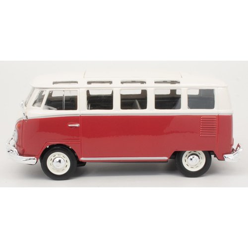 Maisto Volkswagen Van "Samba" Bus, Red & Beige 31956 - 1/25 (1/24) Scale Diecast Model Toy Car