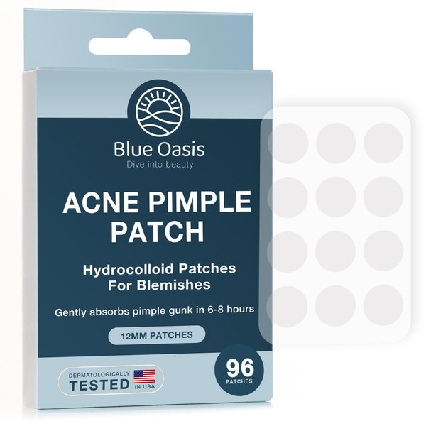 Acne Pimple Patches for Face, Hydrocolloid Patch Acne Spot Treatment, Zit Absorbing Pimple Patch Stickers - Fast Healing Blemish Patches for Face - Zit Patches 96 Count