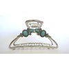 Generic Turquoise blue silver boho design metal native tribal alloy hair claw clip (Size: 3), 1 Count (Pack of 1)