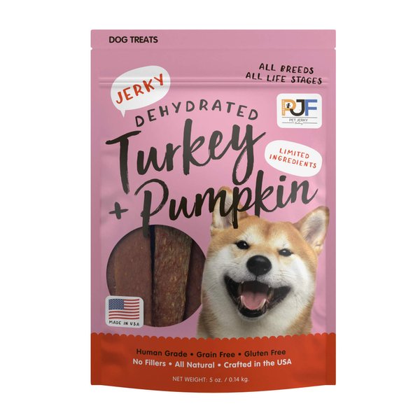 Pet Jerky Factory Premium Dog Treats | 100% Human Grade | USA Made | Grain Free | Turkey and Pumpkin, 5 oz.