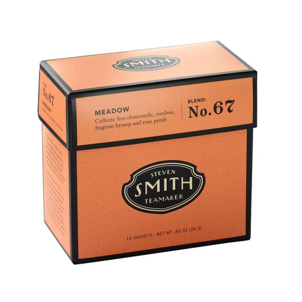 Smith Teamaker | Rooibos - Meadow No. 67 - Chamomile, Rooibos, Hyssop & Rose Petals | Sugar-Free, Non-GMO, Plant Based Caffeine-Free Chamomile Blend Tea (15 Sachets, .85oz each)