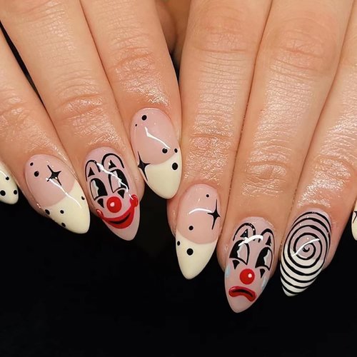 24Pcs Press On False Nails Short, Fake Nails Almond Glue On Nails, False Nails With Glue, Square Press On Nails Art Manicure Decoration Fake Nails Acrylic Nails Cute Cartoon Nails for Women And Girls