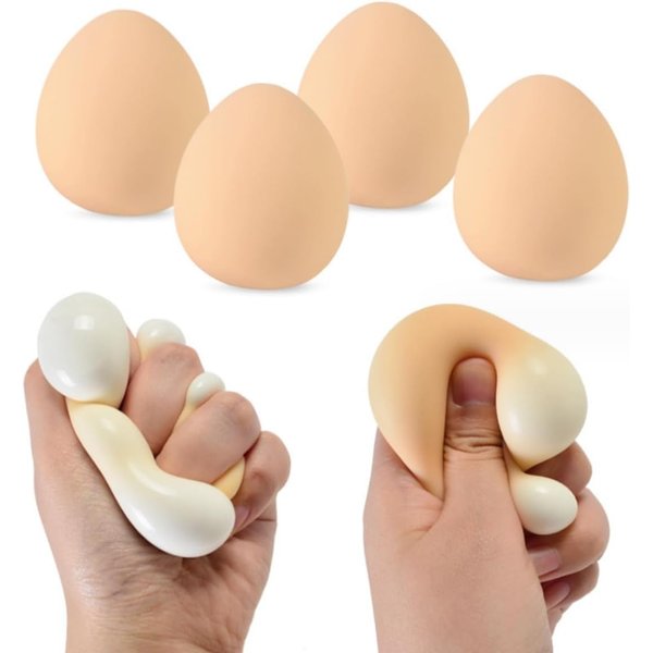 YOYOSTORE 5pcs Fake Soft Egg Squeeze Anxiety Relief Funy Ball Toy