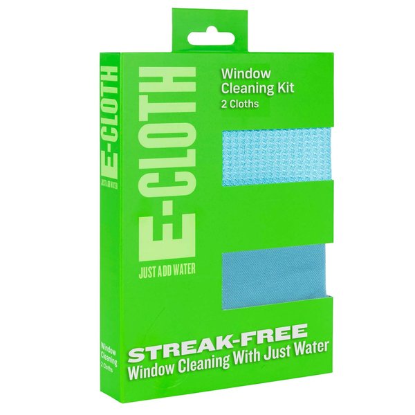 E-Cloth Window Cleaner Kit - Window and Glass Cleaning Cloth, Streak-Free Windows with just Water, Microfiber Towel Cleaning Kit for Windows, Car Windshield, Mirrors - Alaskan Blue