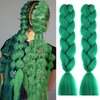 BASEMMAHER Green Braiding Hair Extensions for Women Girls 24 Inch Ombre Jumbo Color Hair Soft High Temperature Resistance Synthetic Braiding Hair Twist Crochet Braids Hair 2 Pcs