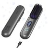 Cordless Hair Straightener Brush-Portable Straightening Comb,9600mAh Batt, Plasma Tech, 9 Temp-Settings&LED Display,for Travel&Home (Metallic Grey)