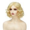 Sabosi Short Blonde Curly Wig Gold Curly Shoulder Length Natural Looking Synthetic Heat Resistant Fiber Wig for Daily Use With Wig Cap