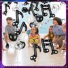 Hoemwarm 18" Music Notes Foil Balloons Stand Kit 4 Set, Music Latex Balloons Birthday Party Decorations Black and White Balloons for for Baby Shower Wedding Birthday Band Bar Supplies