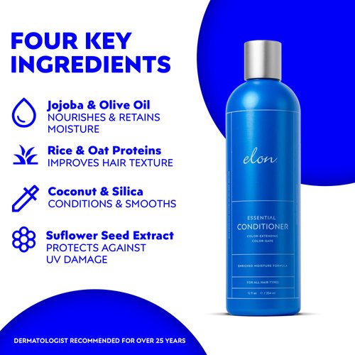 Elon Moisture Therapy Conditioner for Women Moisturizing Conditioner for Dry Hair - Nourish Damaged Hair Protects Against UV Color Extending Moisture Conditioner NO Sulfates, Parabens 12 oz