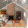 Vaguelly 40pcs Miniature Dollhouse Flooring, Mini Wooden Floor Boards 1:12 Scale Rectangular Tiles Geometric Bamboo Doll House Furniture Model for Dollhouse Supplies